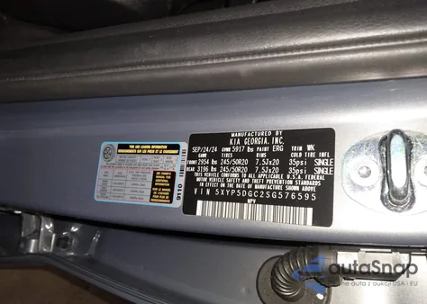 2025 Kia Telluride Sx Prestige from USA, damaged, VIN 5XYP5DGC2SG576595